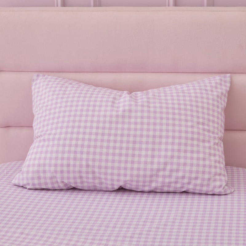 Rylee Lilac Gingham Flannelette Sheet Set