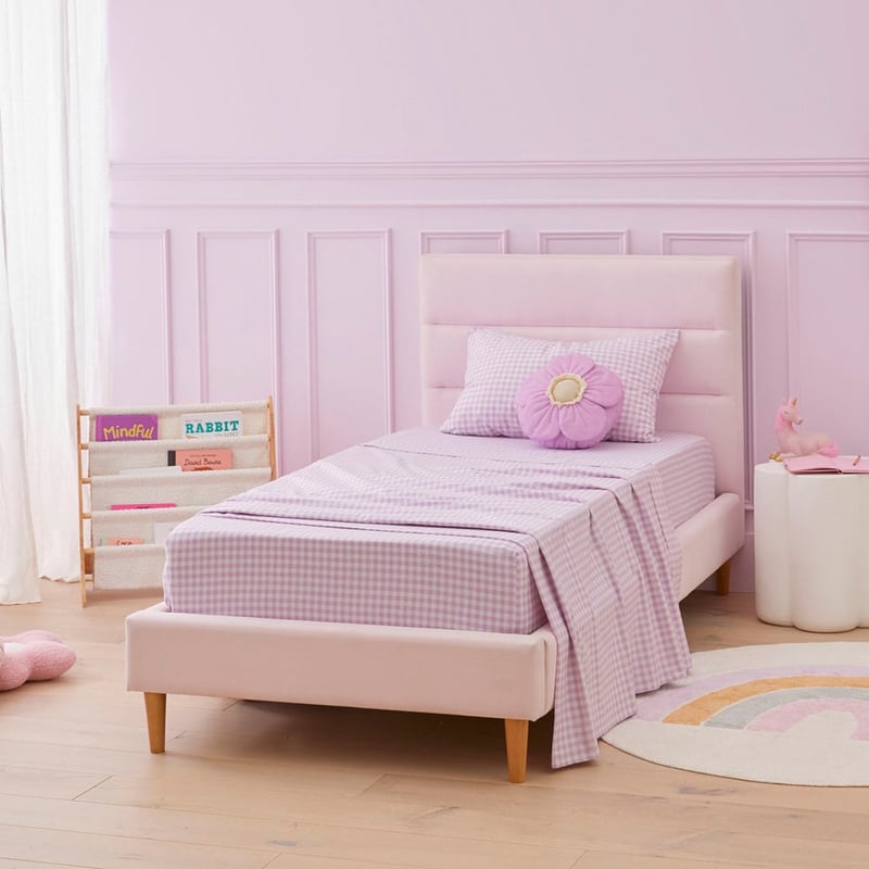 Rylee Lilac Gingham Flannelette Sheet Set
