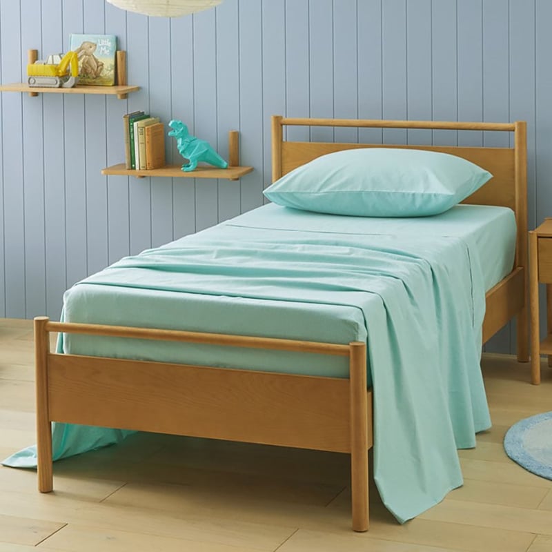 Plain Dye Mint Flannelette Cot Sheet Set