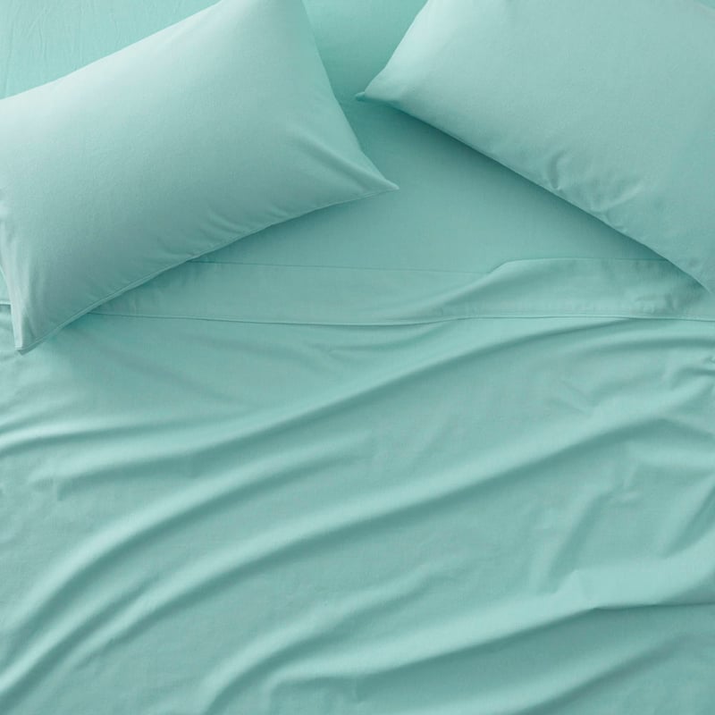 Plain Dye Mint Flannelette Sheet Set