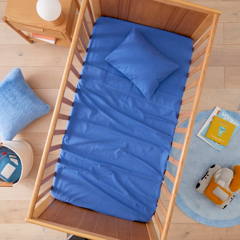 Plain Dye Deep Blue Flannelette Cot Sheet Set