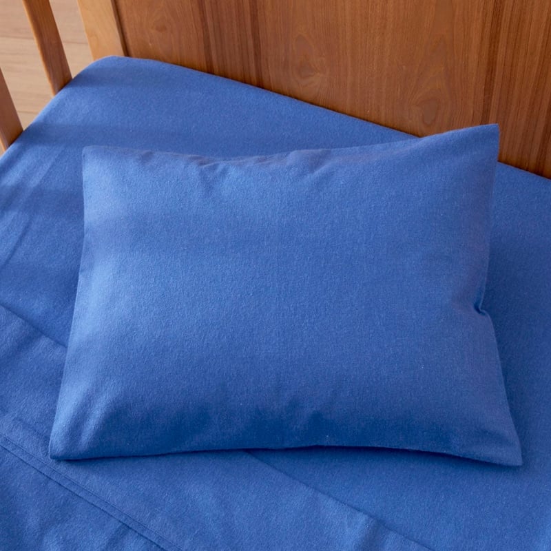 Plain Dye Deep Blue Flannelette Cot Sheet Set