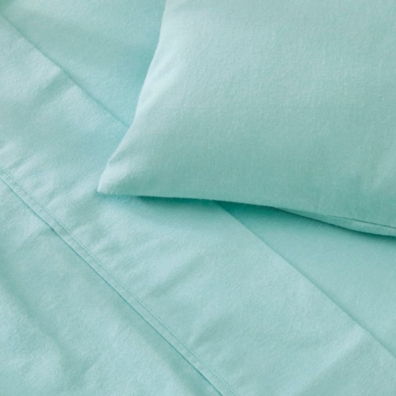 Plain Dye Mint Flannelette Cot Sheet Set