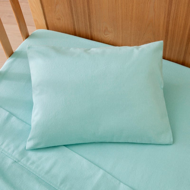 Plain Dye Mint Flannelette Cot Sheet Set