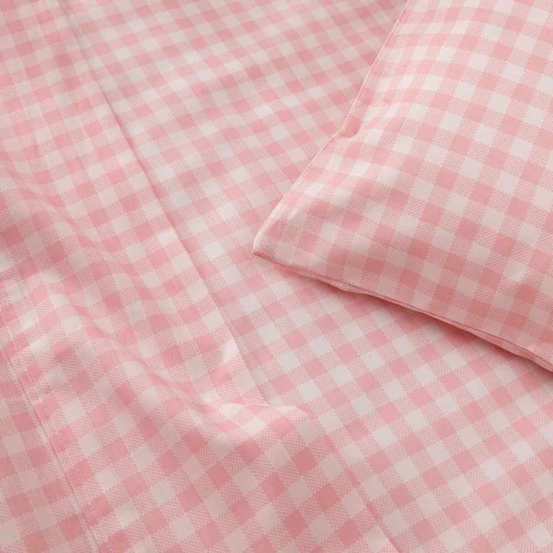 Rylee Ballet Pink Gingham Cot Sheet Set
