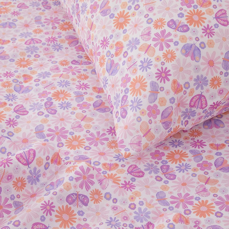 Marni Floral White Cot Sheet Set