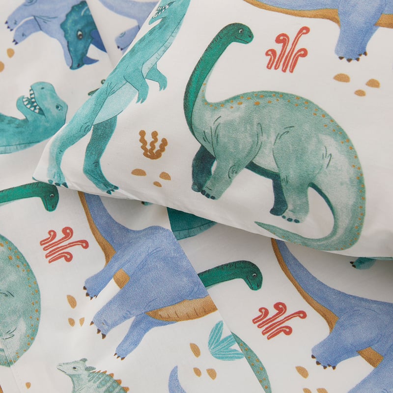 Dinosaur Explore White Cot Sheet Set