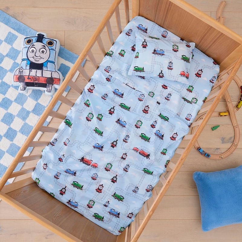 Mattel Thomas The Tank Engine Baby Blue Cot Sheet Set