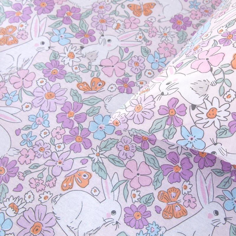 Bouncing Bunnies Blush Cot Jersey Fitted Sheet Set