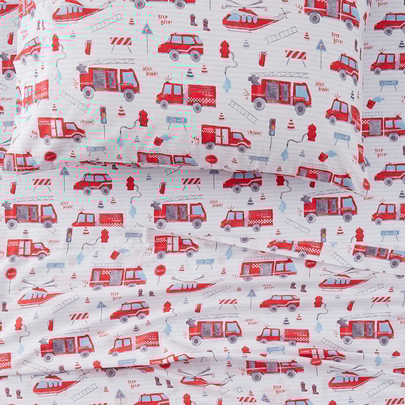 Transport Rescue Crew White Sheet Set