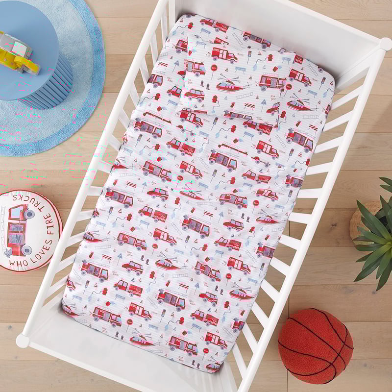 Transport Rescue Crew White Cot Sheet Set