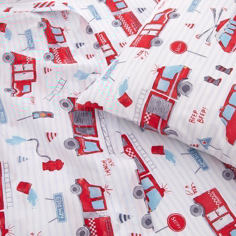 Transport Rescue Crew White Cot Sheet Set