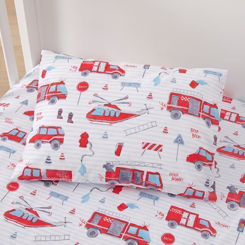 Transport Rescue Crew White Cot Sheet Set