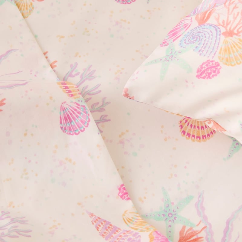 Shell Coral White Cot Sheet Set