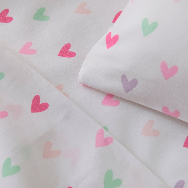 Mini Heart White Cot Sheet Set