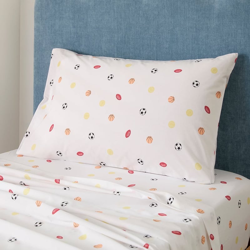 Sports Balls White Sheet Set