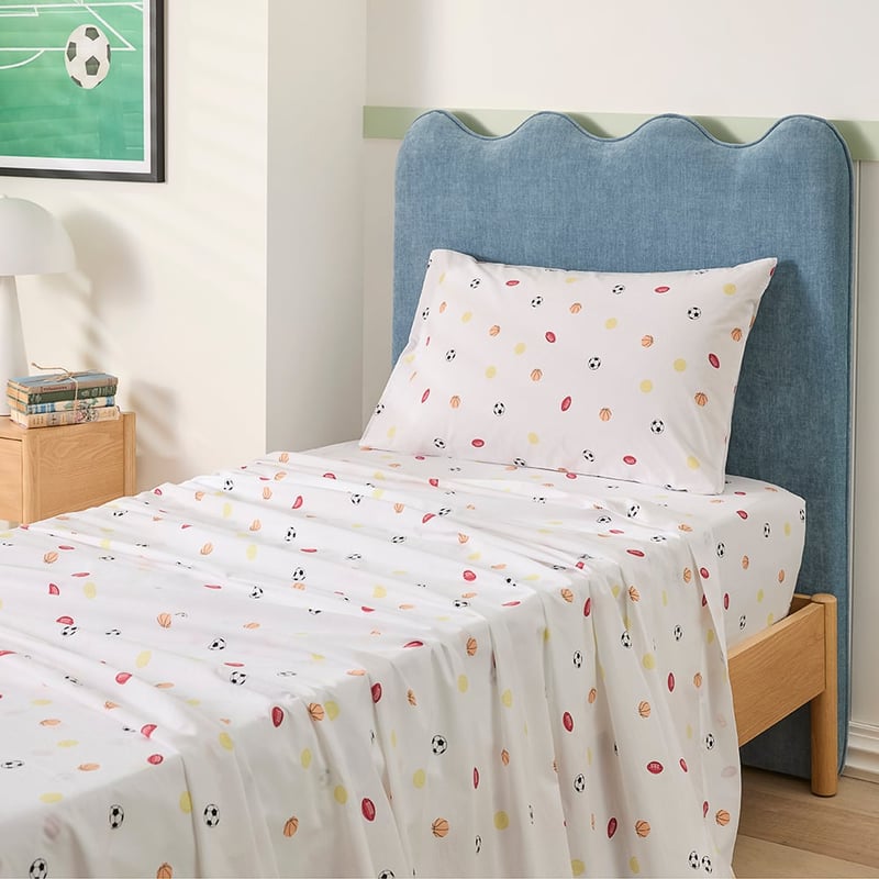Sports Balls White Sheet Set