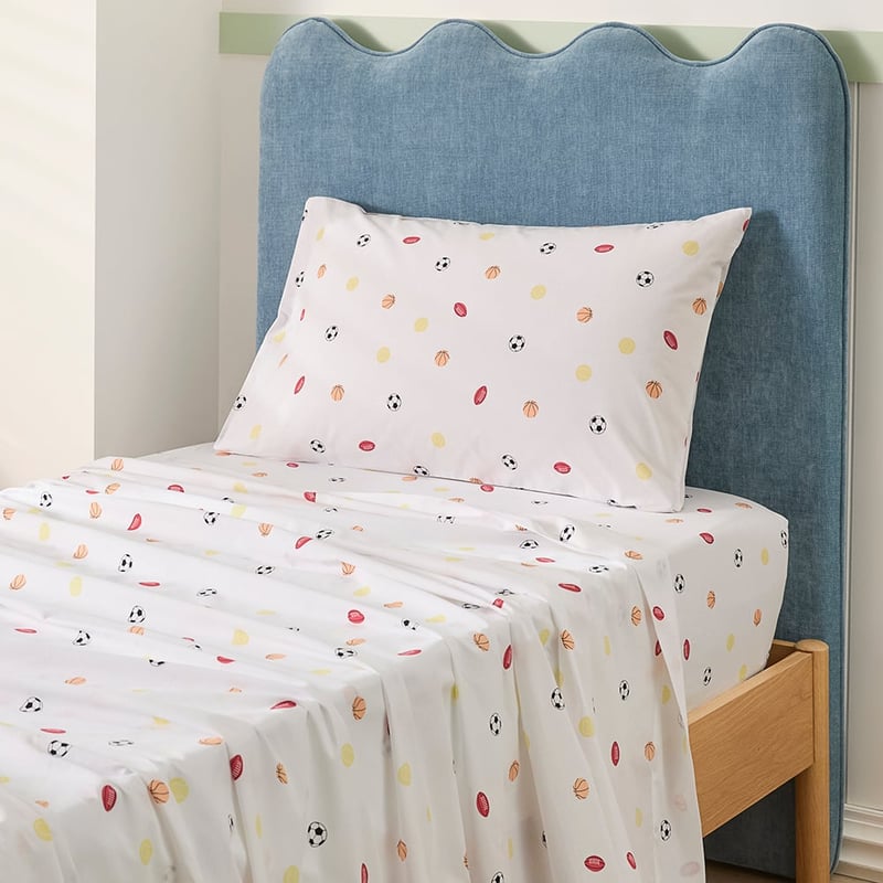Sports Balls White Sheet Set