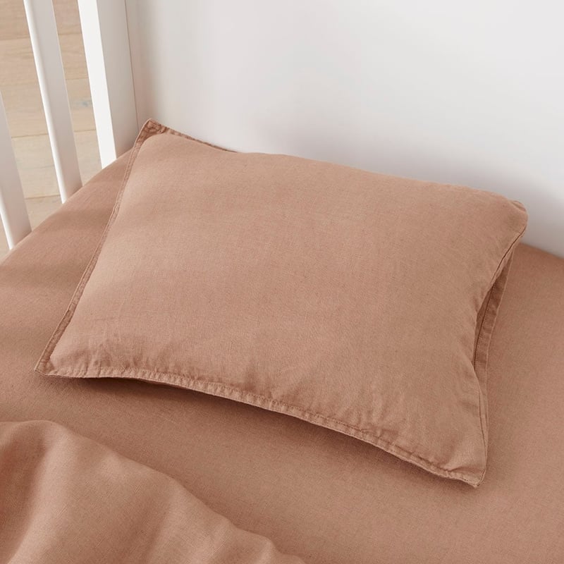 Vintage Washed Linen Hazelnut Cot Quilt Cover Set