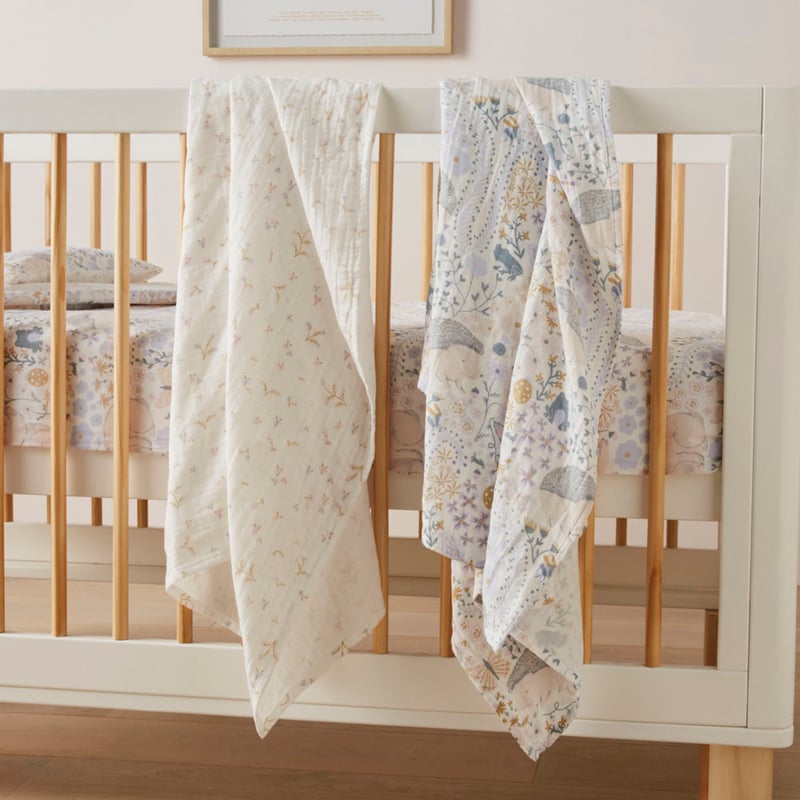 Pure Nature White Cotton Muslin Baby Swaddles 2pk
