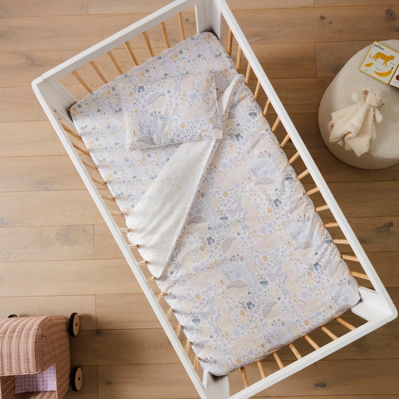 Pure Nature White Baby Quilted Cot Quilt Cover Set