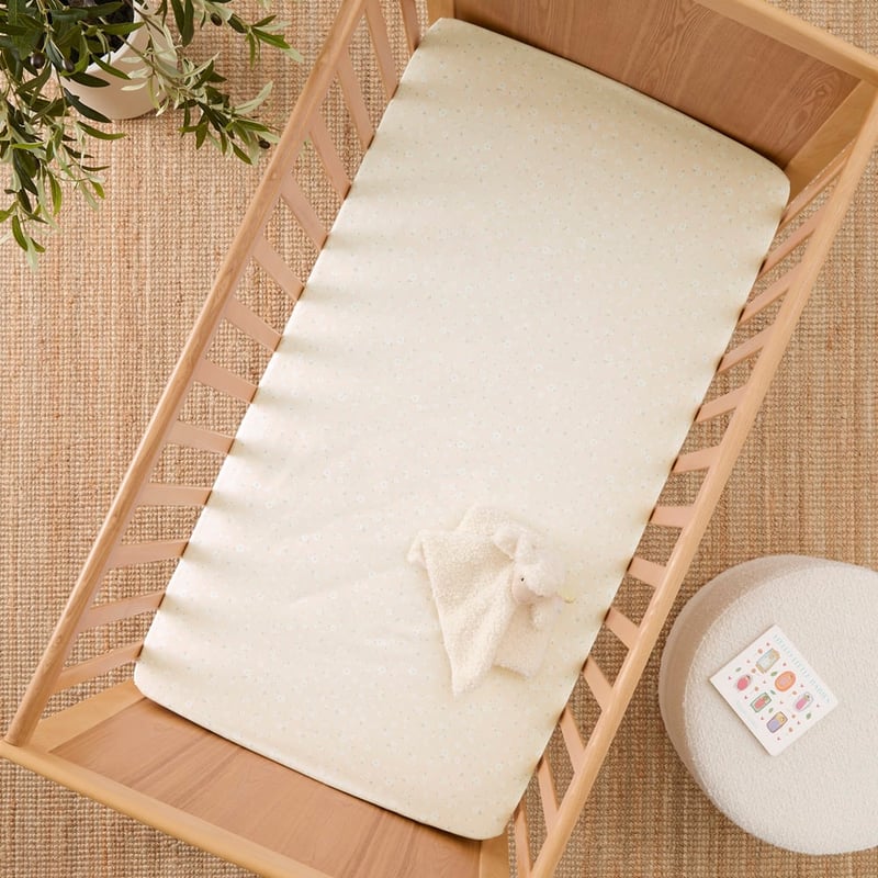 Cream Floral Cotton Fitted Sheet Set Pack of 2