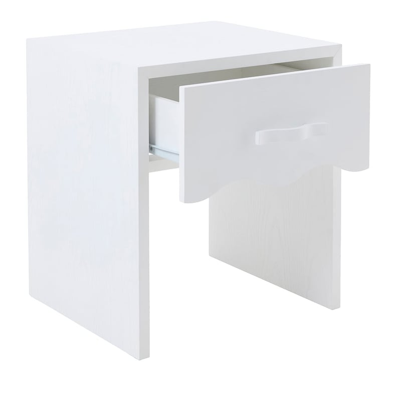 Wavey White Timber Bedside Table