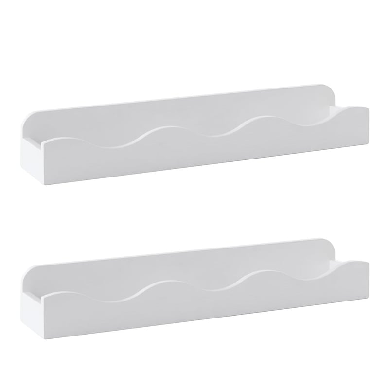 Wavey White Timber Wall Bookshelf Pack of 2