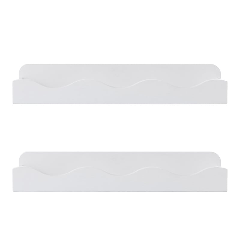 Wavey White Timber Wall Bookshelf Pack of 2