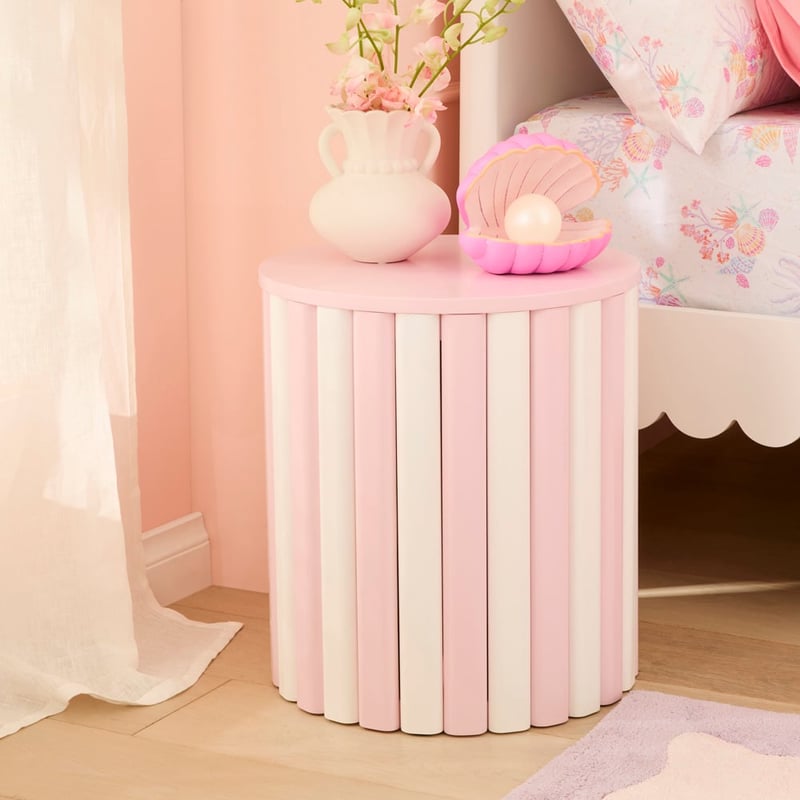 Pink Stripe Timber Side Table