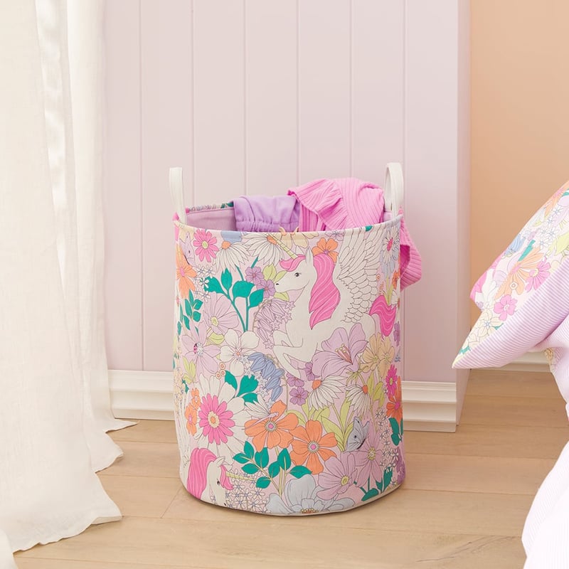 Unicorn Floral Field Printed Basket