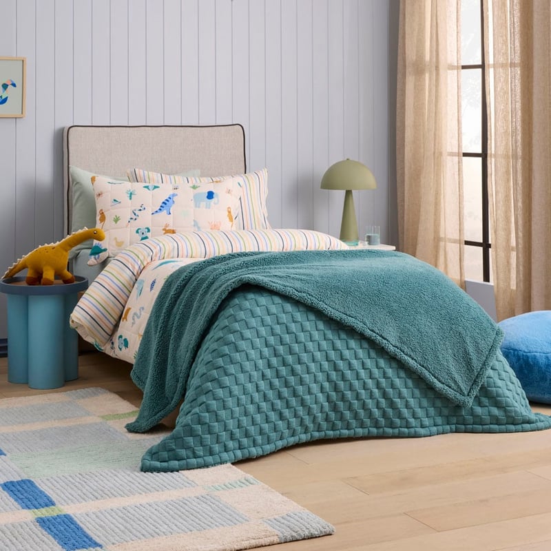 Checkerboard Green Marle Jersey Sherpa Blanket