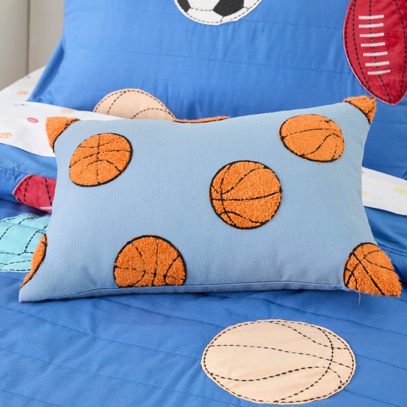 Blue Basketballs Tufted Cushion