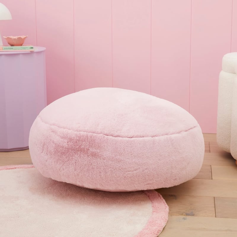 Frankie Powder Pink Faux Fur Floor Cushion
