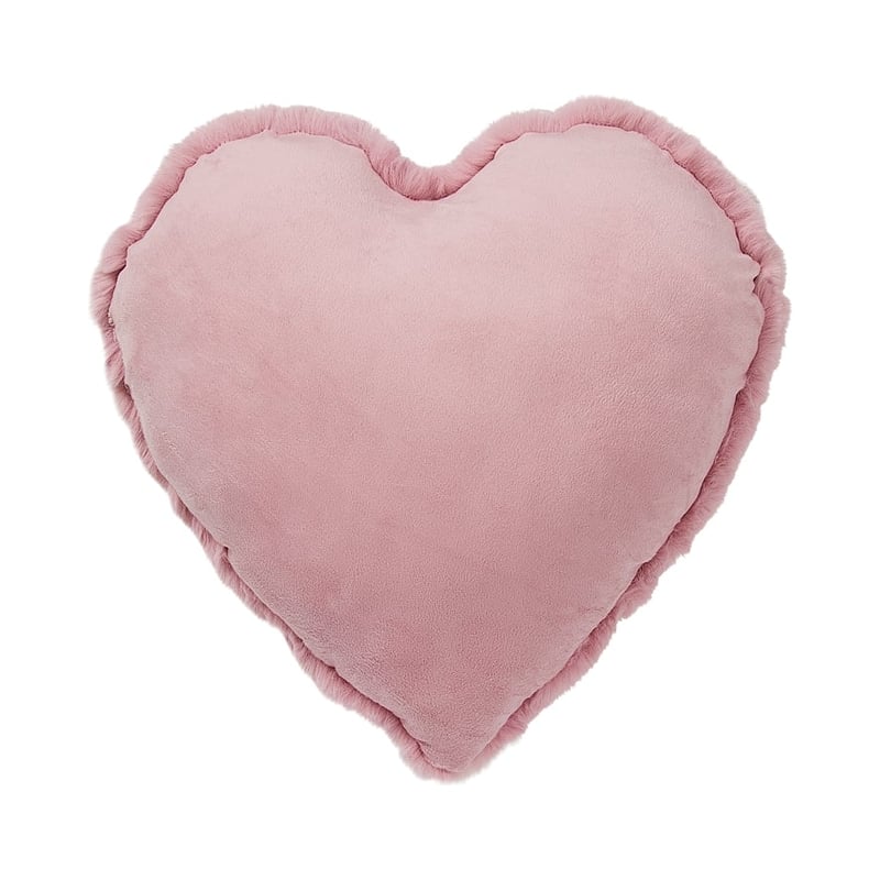 Frankie Pink Heart Faux Fur Shaped Cushion