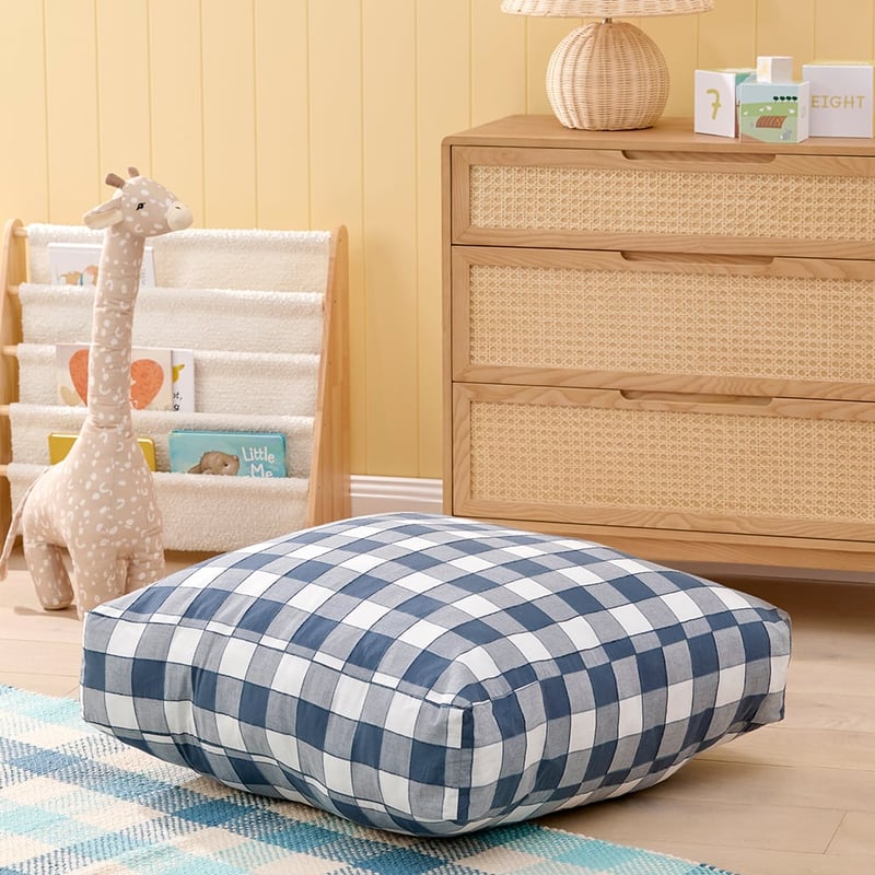 Carter Check Navy Floor Cushion
