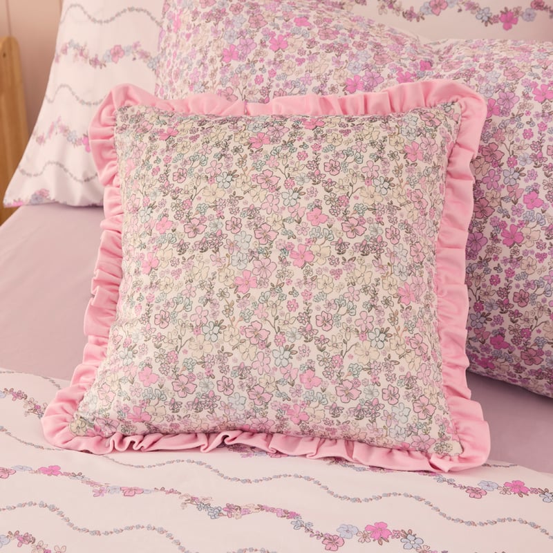 Heirloom Pink Lou Lou Floral Ruffle Cushion