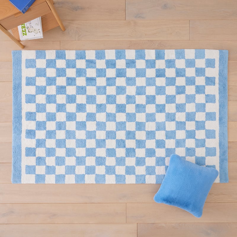 Blue Check Decorative Rug
