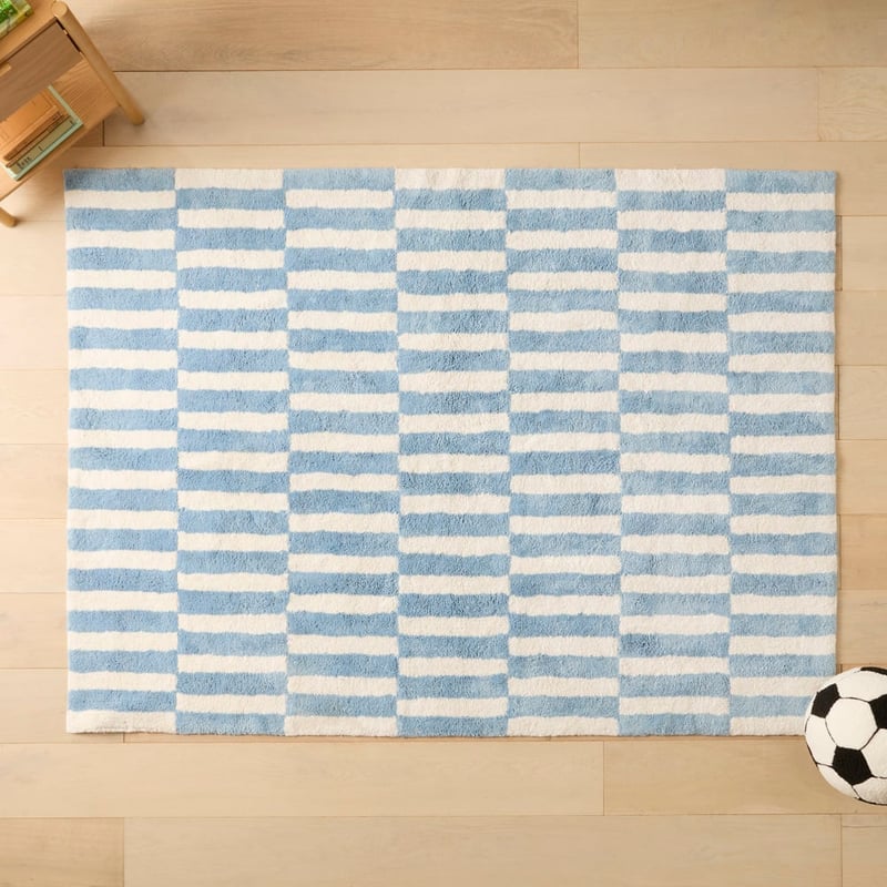 Blue & White Check Tufted Rug