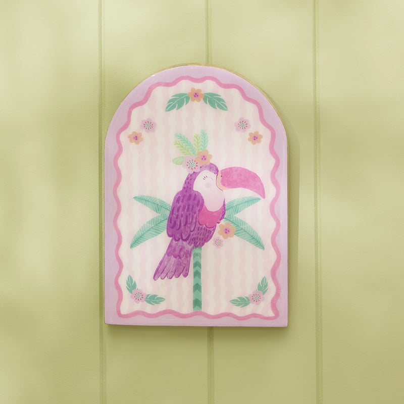 Floral Toucan Timber Wall Tile