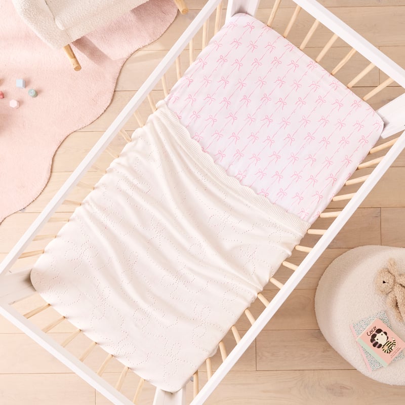 Novelty Cotton Beautiful Bow Baby Blanket