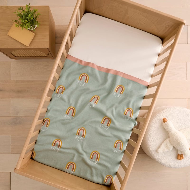 Novelty Cotton Sage Rainbow Baby Blanket