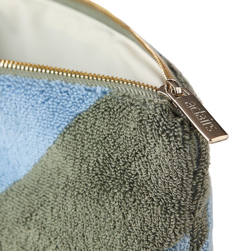 Diagonal Stripe Seafoam & Chambray Blue Cosmetic Bag