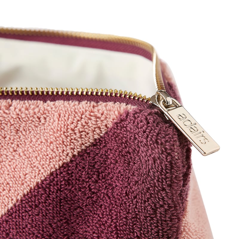 Diagonal Stripe Wine & Antique Pink Cosmetic Bag
