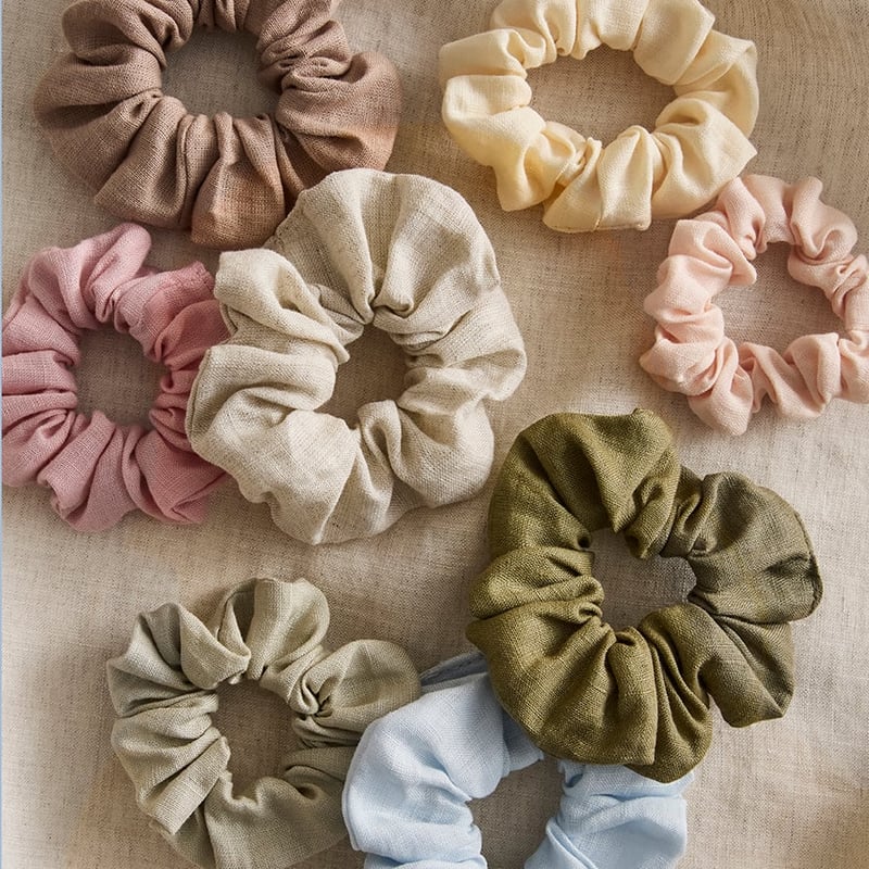 Vintage Washed Linen Scrunchies 3 Pack