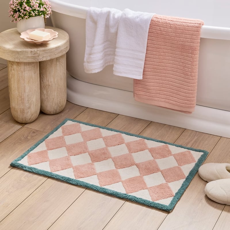 Harlequin Antique Pink & Teal Bath Mat