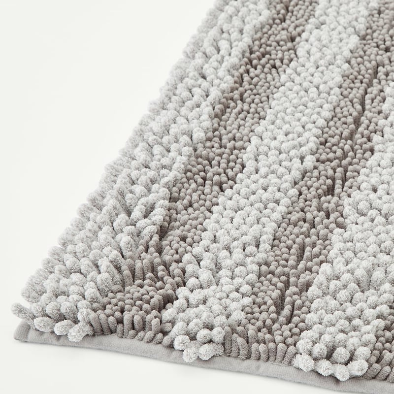 Microplush Grey Marle Stripe Bobble Bath Mat