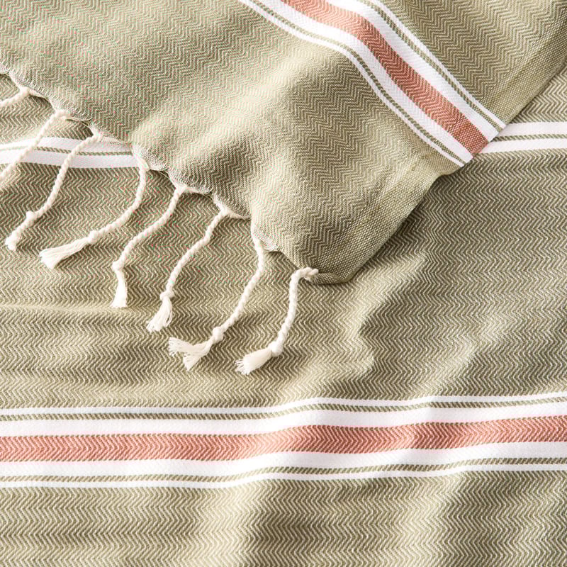 European Kale Stripe Turkish Peshtemal Beach Towel