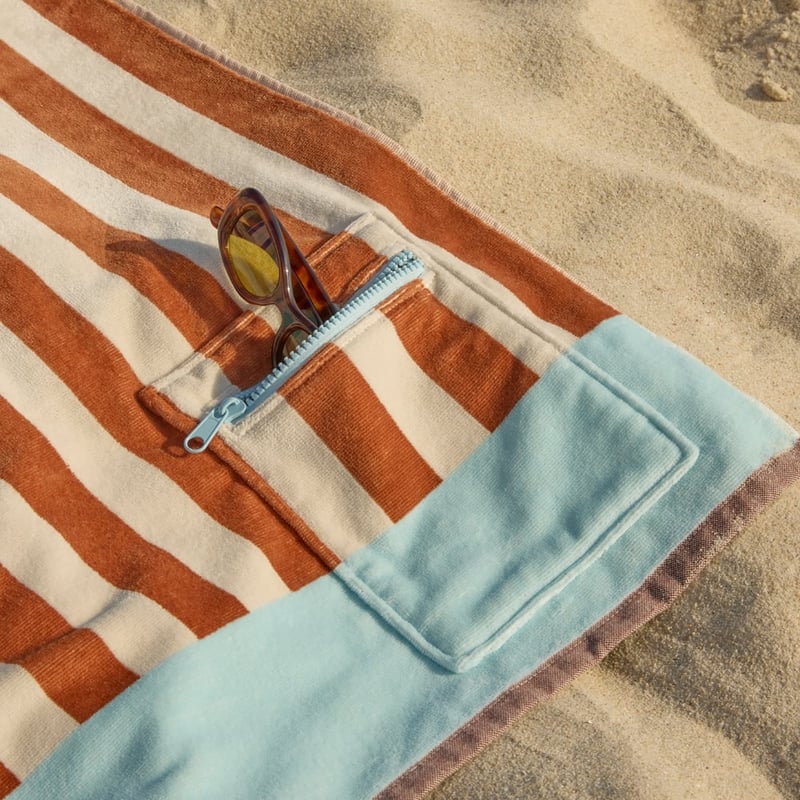 Apollo Blue Luxe Velour Pocket Beach Towel