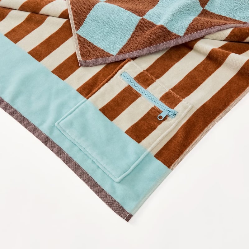 Apollo Blue Luxe Velour Pocket Beach Towel